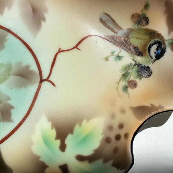 Prov Saxe E S Vintage hand painted serving dish. Beautiful depiction of birds. - Picture 2 of 10